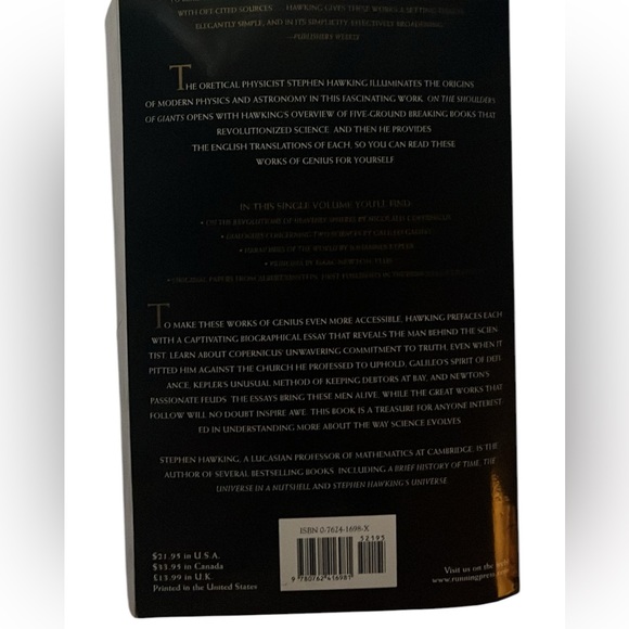 ON THE SHOULDERS OF GIANTS  EDITED WITHH COMMENTARY BY STEPHEN HAWKING - Picture 12 of 12